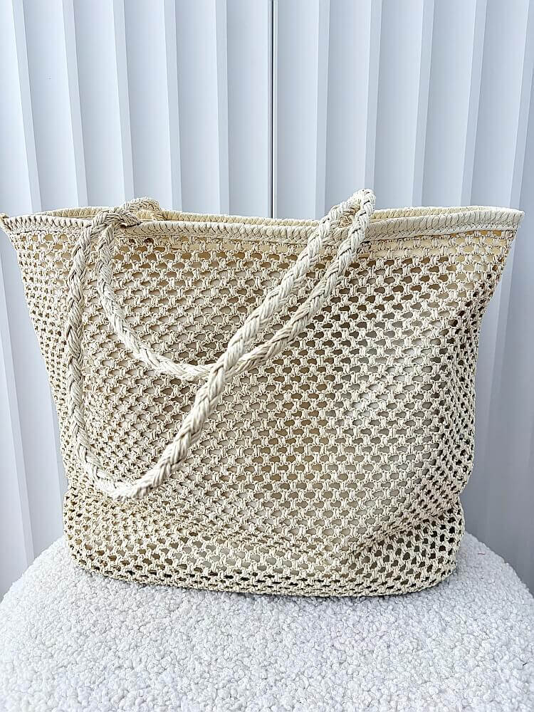 Mandoline torebka shopper koszyk na ramię beżowa z napisem