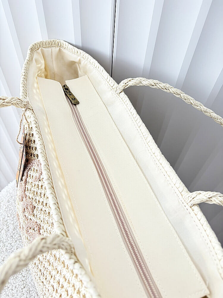 Mandoline torebka shopper koszyk na ramię beżowa z napisem