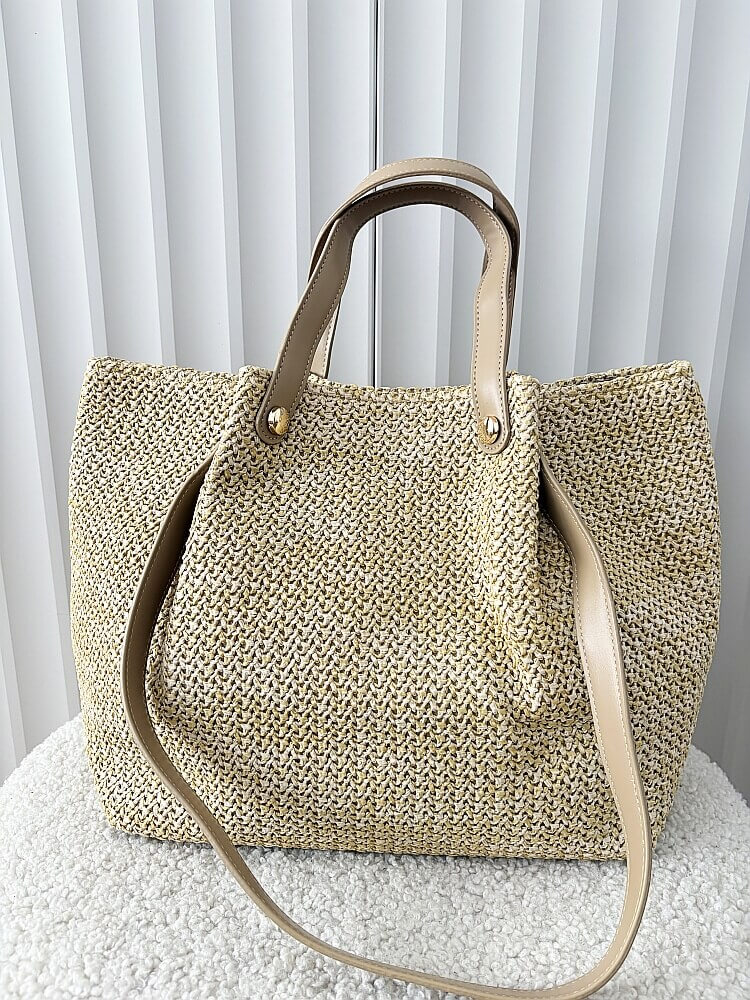 Torebka shopper koszyk na ramię ciemnobeżowa