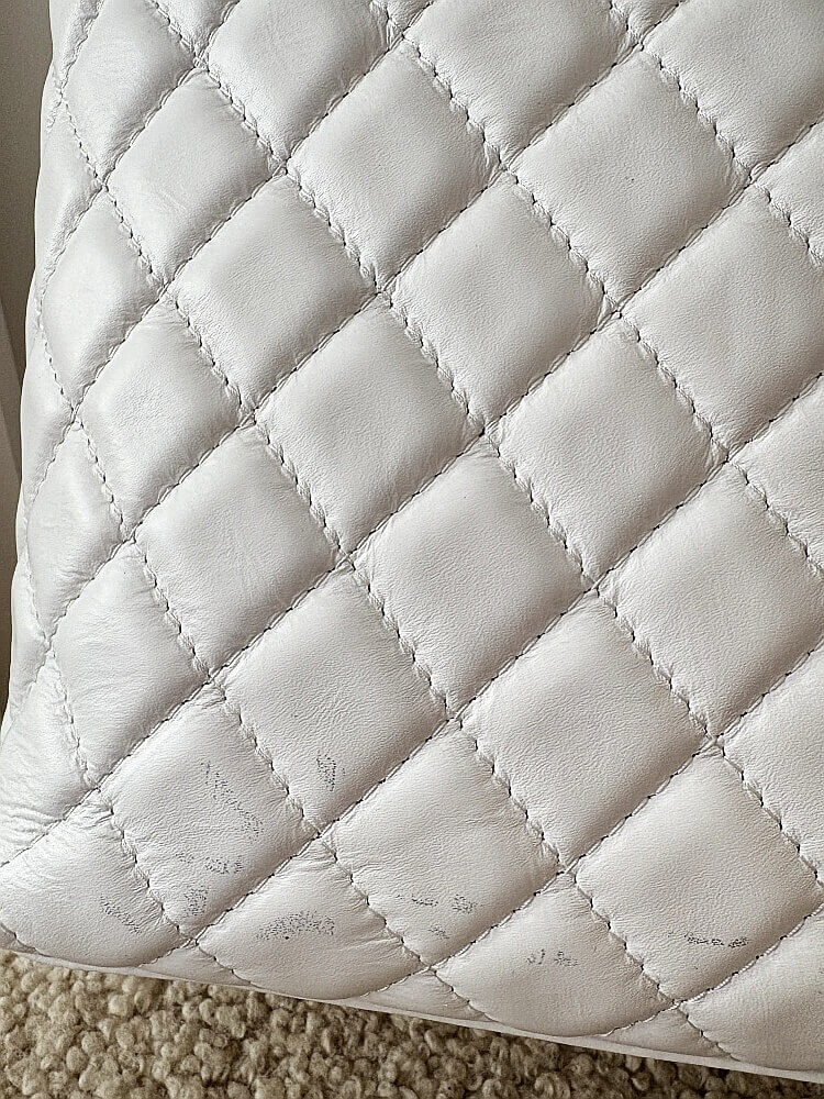 OUTLET Massimo Contti torebka shopper skórzana biała pikowana z łańcuszkiem