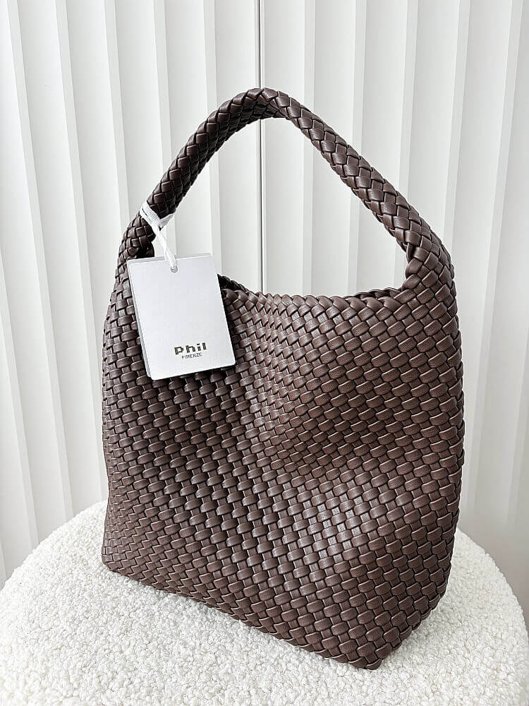 Torebka shopper na ramię brązowa plecionka
