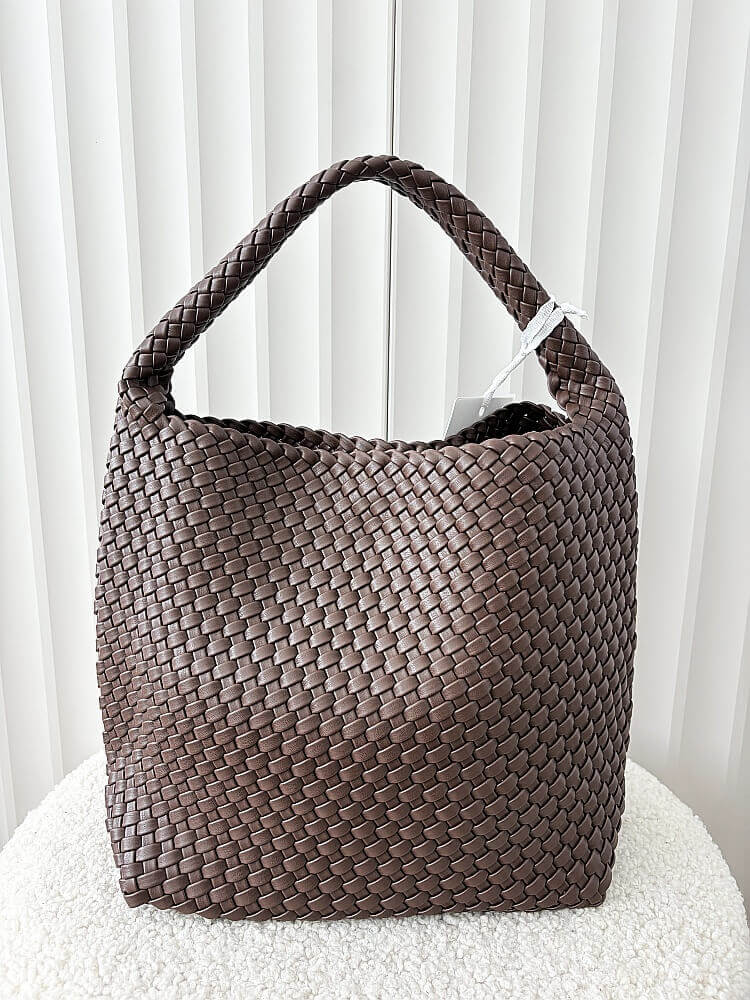 Torebka shopper na ramię brązowa plecionka