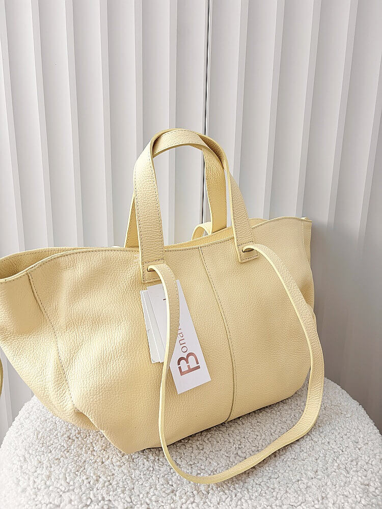Laura Biaggi torba shopper skórzana żółta