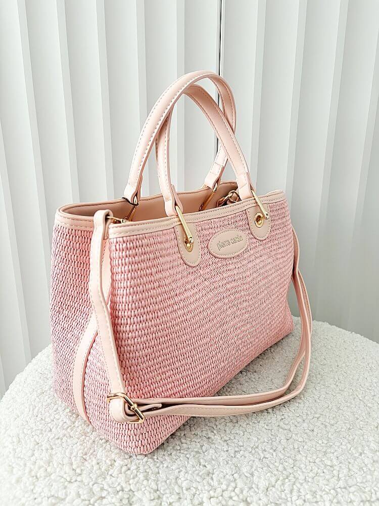 Pierre Cardin torebka shopper różowa plecionka