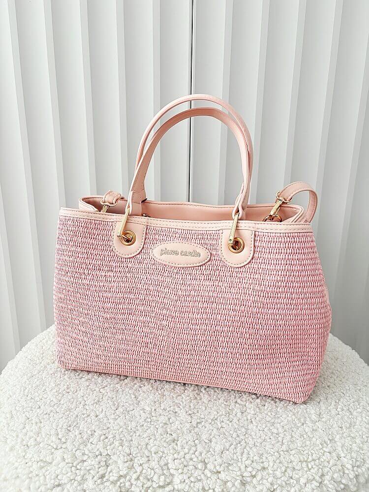 Pierre Cardin torebka shopper różowa plecionka