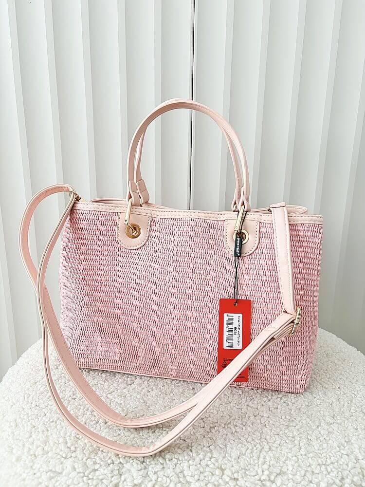 Pierre Cardin torebka shopper różowa plecionka
