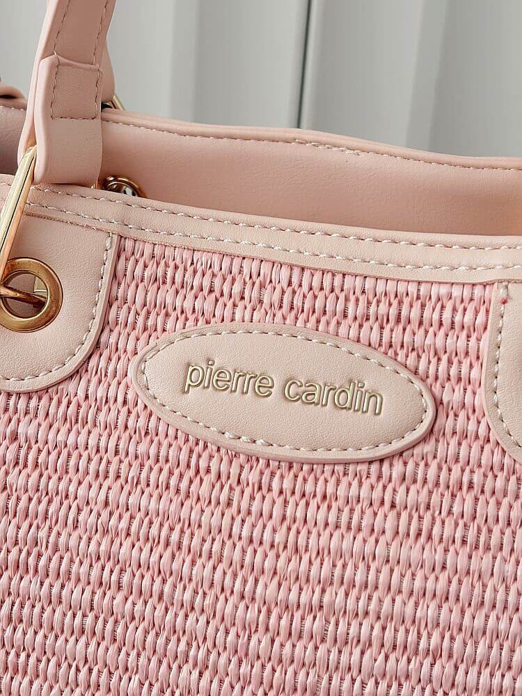 Pierre Cardin torebka shopper różowa plecionka