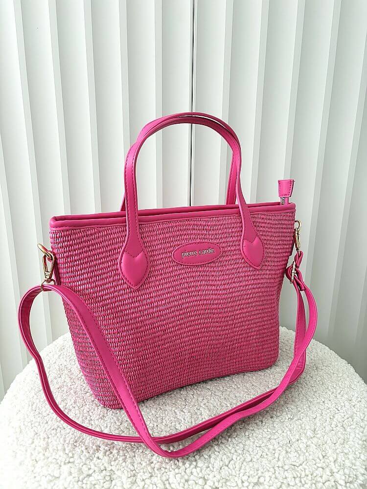 Pierre Cardin torebka shopper fuksja plecionka