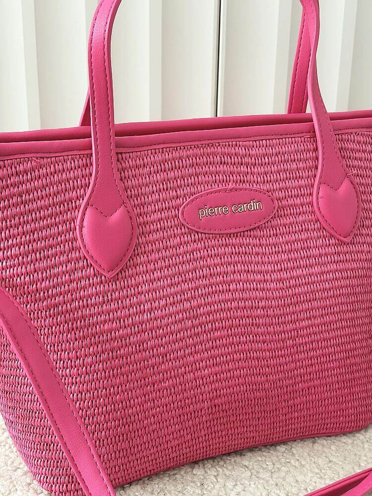 Pierre Cardin torebka shopper fuksja plecionka
