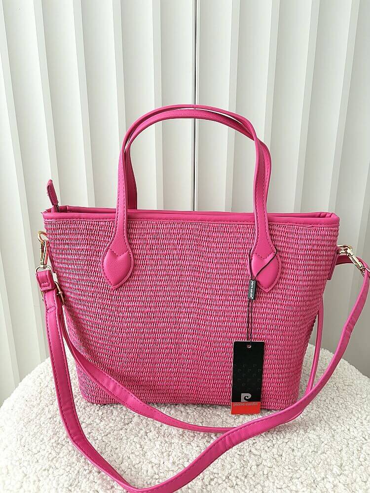 Pierre Cardin torebka shopper fuksja plecionka
