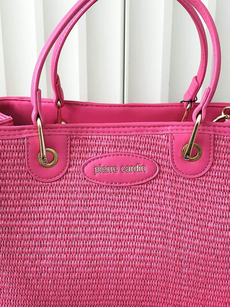 Pierre Cardin torebka shopper fuksja plecionka