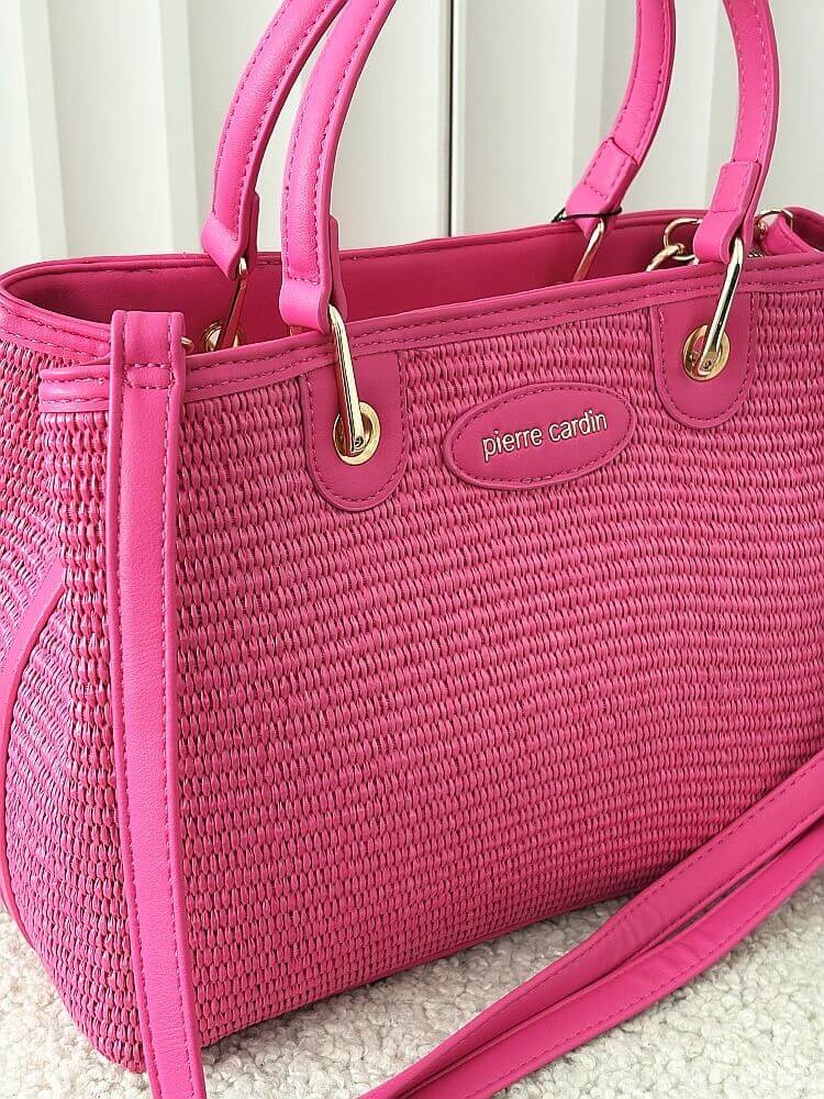 Pierre Cardin torebka shopper fuksja plecionka