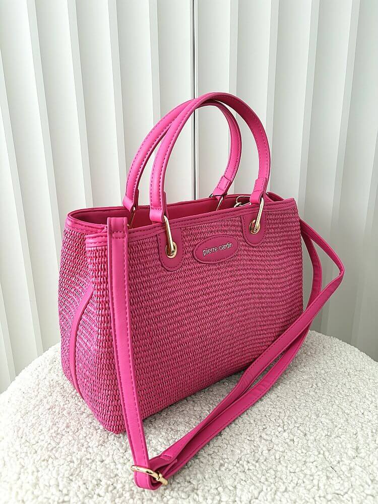 Pierre Cardin torebka shopper fuksja plecionka