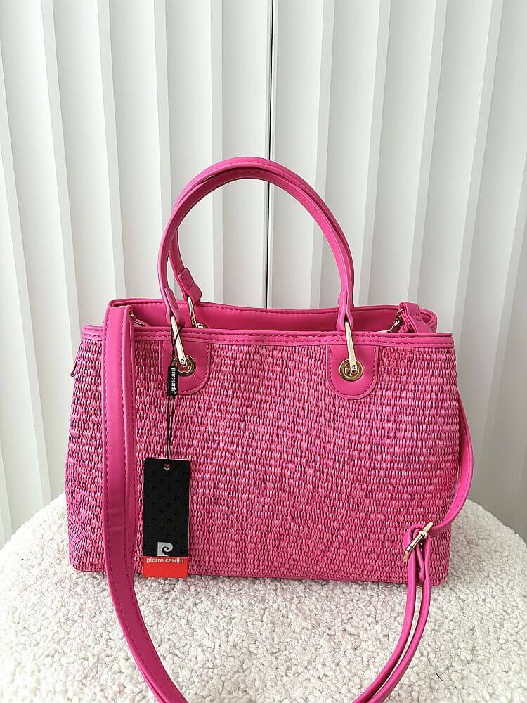 Pierre Cardin torebka shopper fuksja plecionka