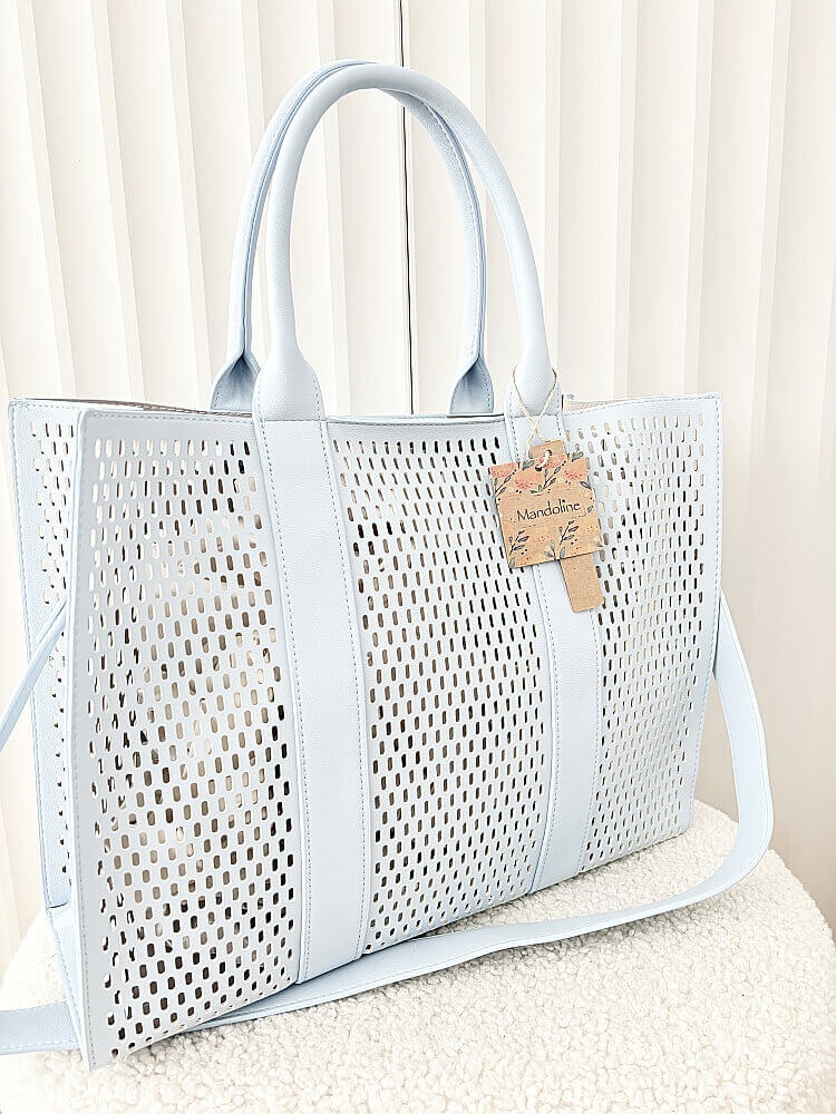 Mandoline torebka shopper niebieska ażurowa