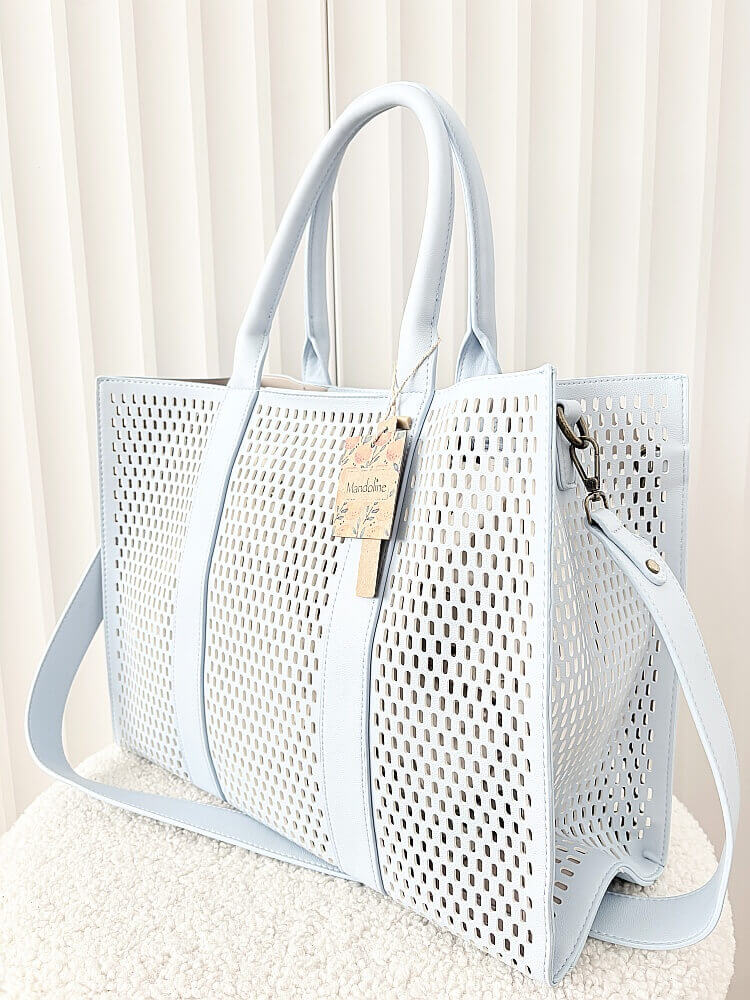 Mandoline torebka shopper niebieska ażurowa