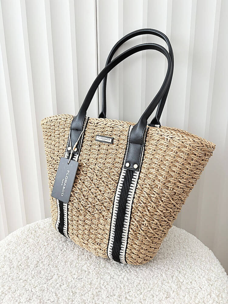 Flora&Co torebka shopper koszyk ciemnobeżowa z czarnym