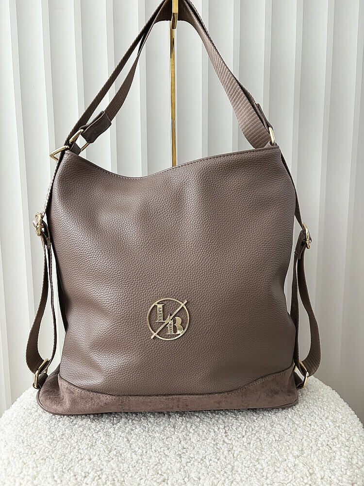 Laura Biaggi 2w1 torebka shopper plecak taupe