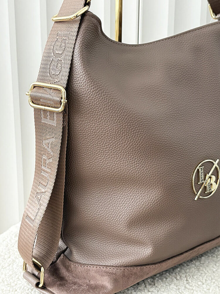 Laura Biaggi 2w1 torebka shopper plecak taupe