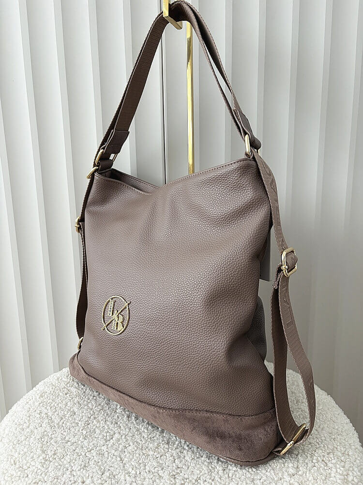 Laura Biaggi 2w1 torebka shopper plecak taupe