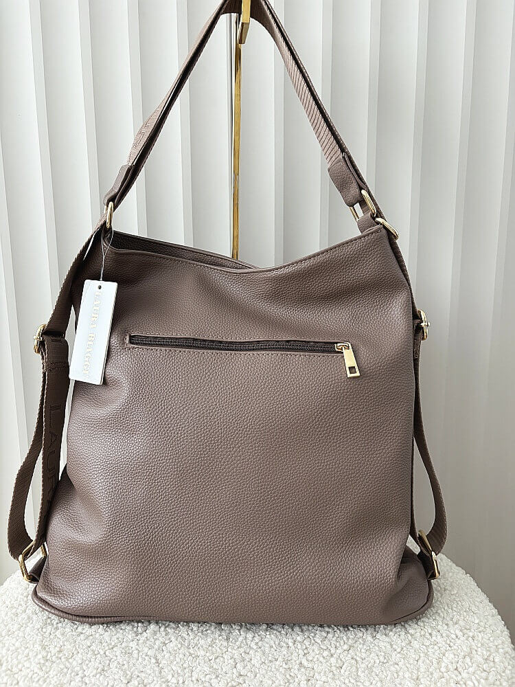 Laura Biaggi 2w1 torebka shopper plecak taupe