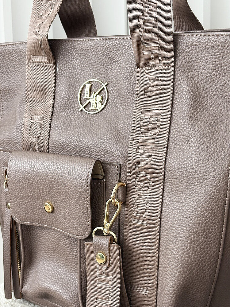 Laura Biaggi torba shopper taupe z kieszenią