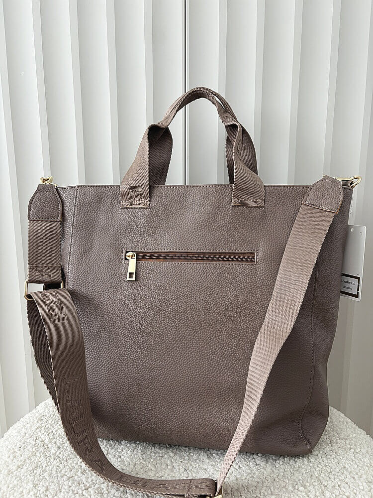 Laura Biaggi torba shopper taupe z kieszenią