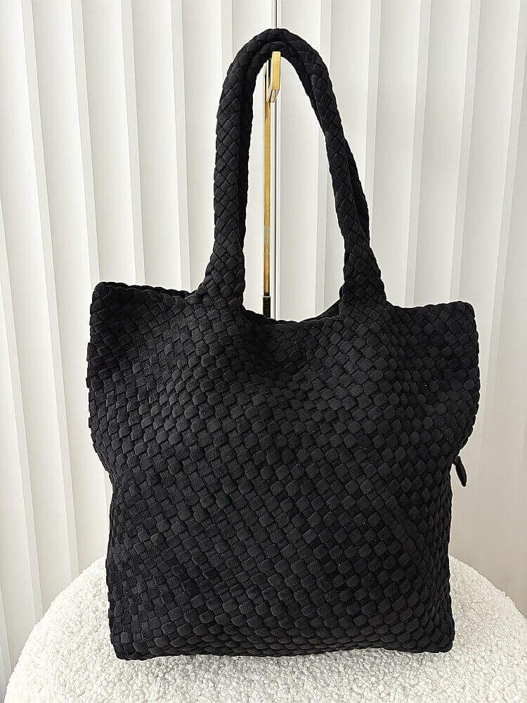 Torebka shopper czarna plecionka ekozamsz
