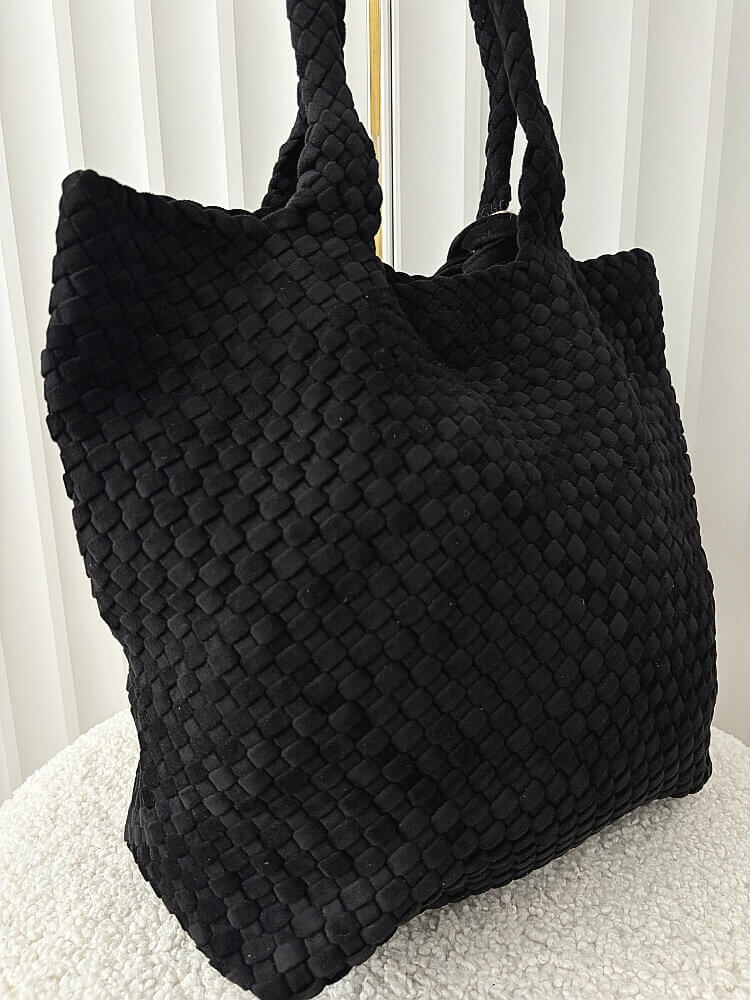 Torebka shopper czarna plecionka ekozamsz