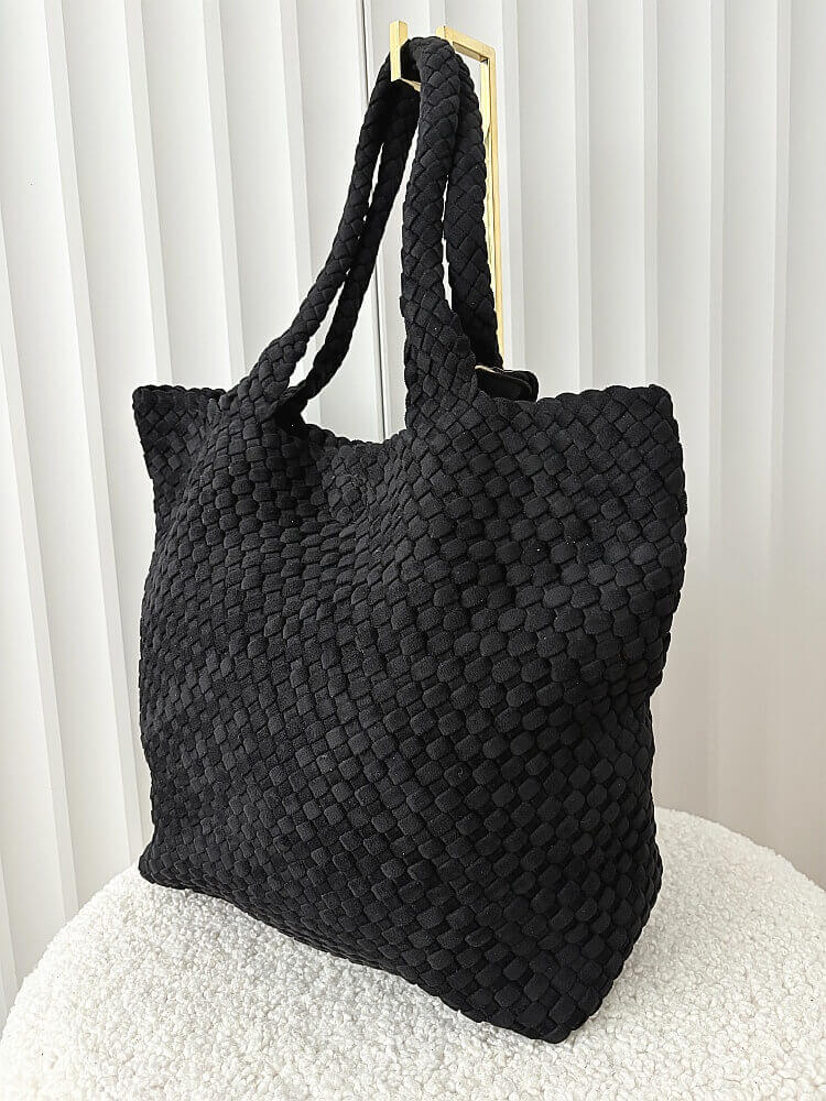 Torebka shopper czarna plecionka ekozamsz