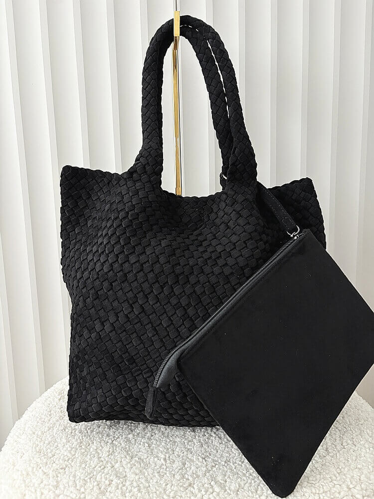 Torebka shopper czarna plecionka ekozamsz