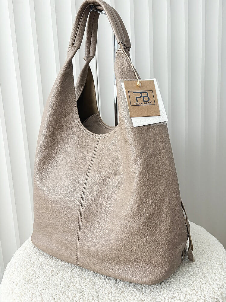 Torebka shopper na ramię i listonoszka 2w1 taupe