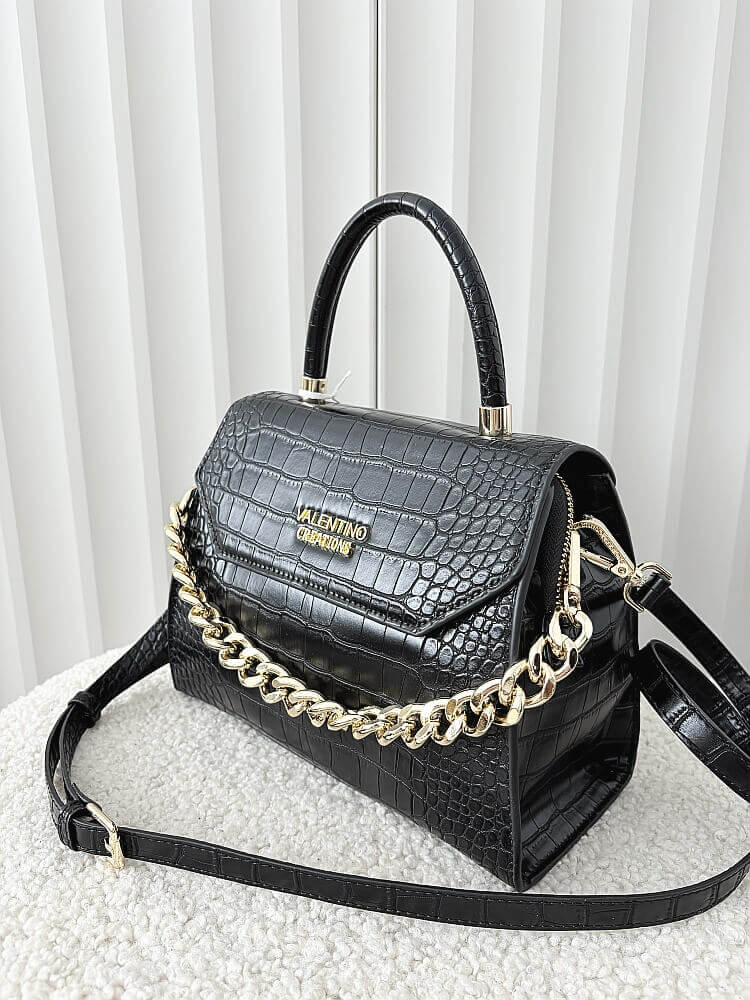 Valentino Creations torebka kuferek z klapką czarna design