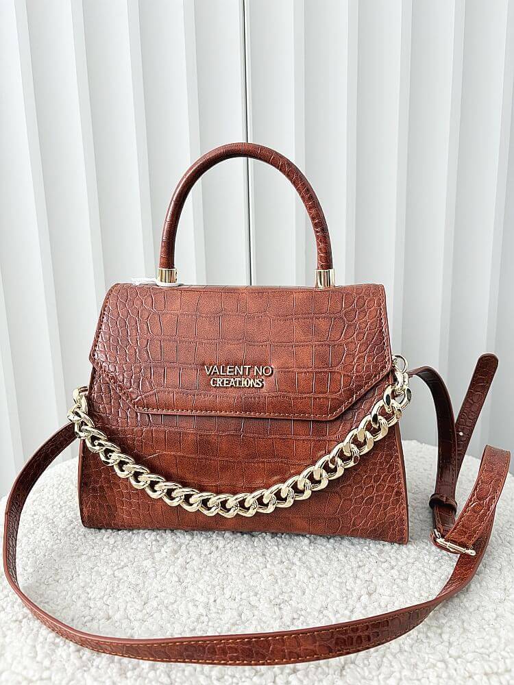 Valentino Creations torebka kuferek z klapką camelowa design