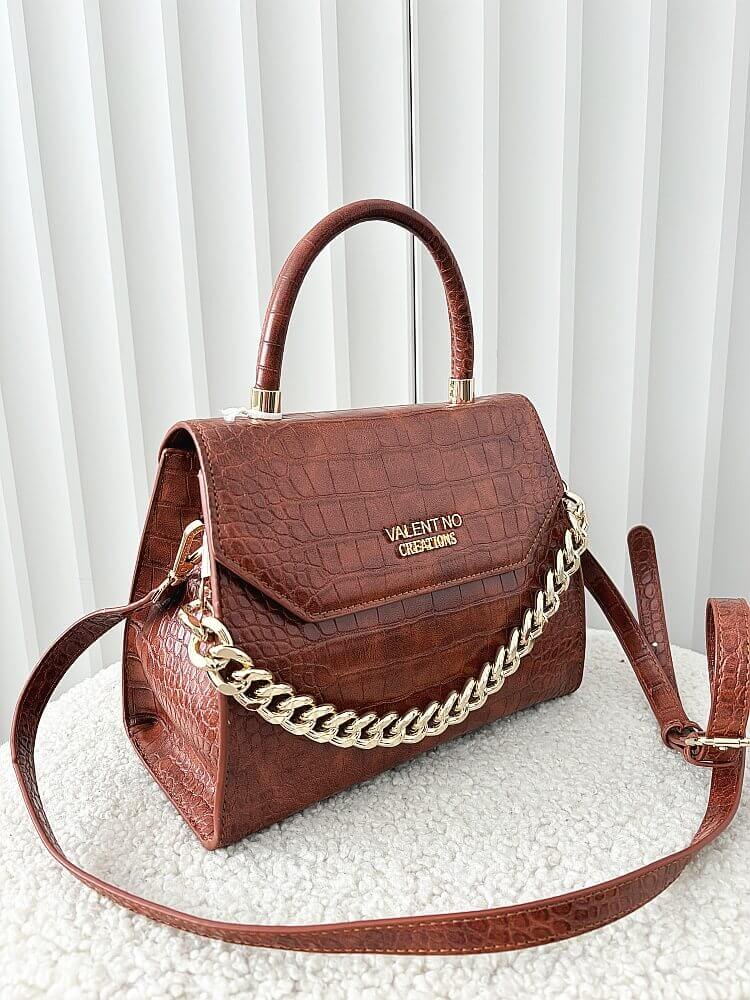 Valentino Creations torebka kuferek z klapką camelowa design