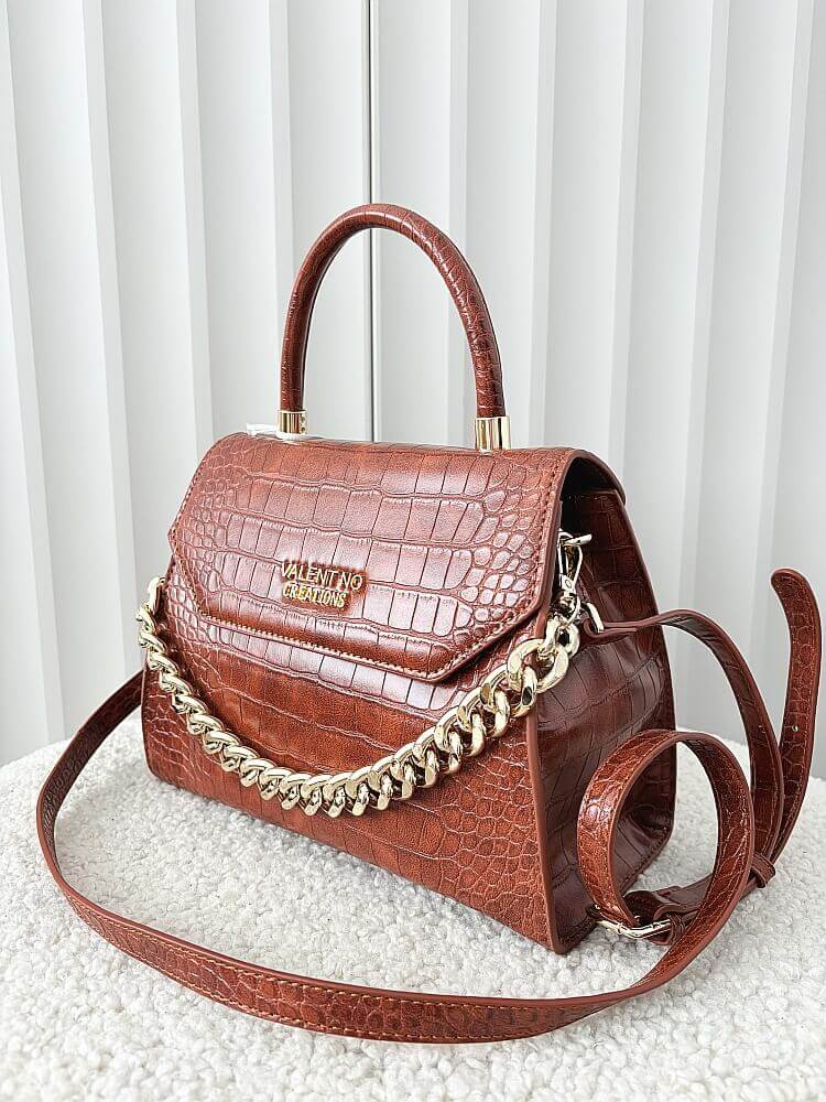 Valentino Creations torebka kuferek z klapką camelowa design