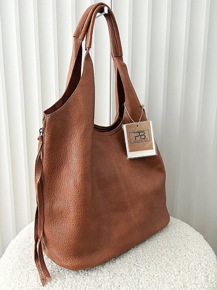 Torebka shopper na ramię i listonoszka 2w1 camelowa