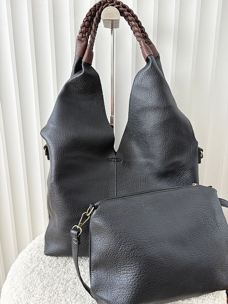 Maxfly torebka shopper na ramię i listonoszka 2w1 czarna