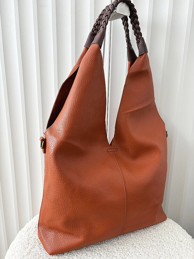 Maxfly torebka shopper na ramię i listonoszka 2w1 camelowa