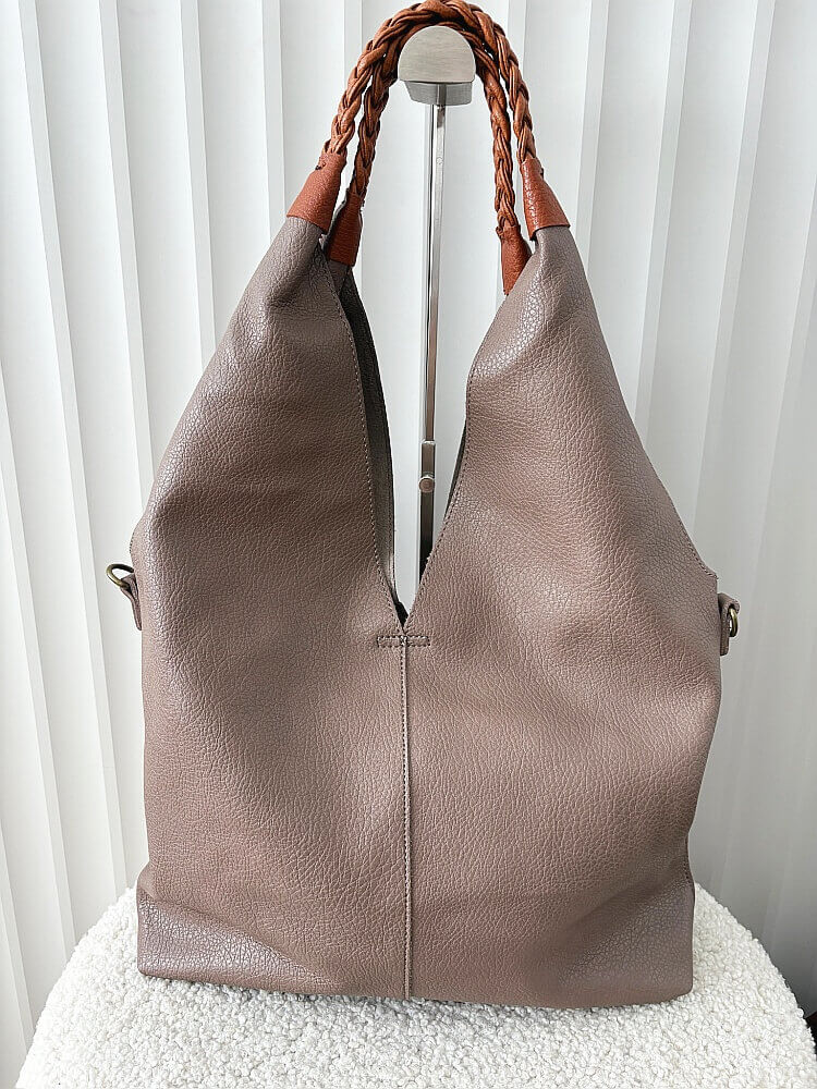 Maxfly torebka shopper na ramię i listonoszka 2w1 taupe