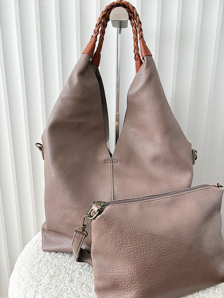 Maxfly torebka shopper na ramię i listonoszka 2w1 taupe
