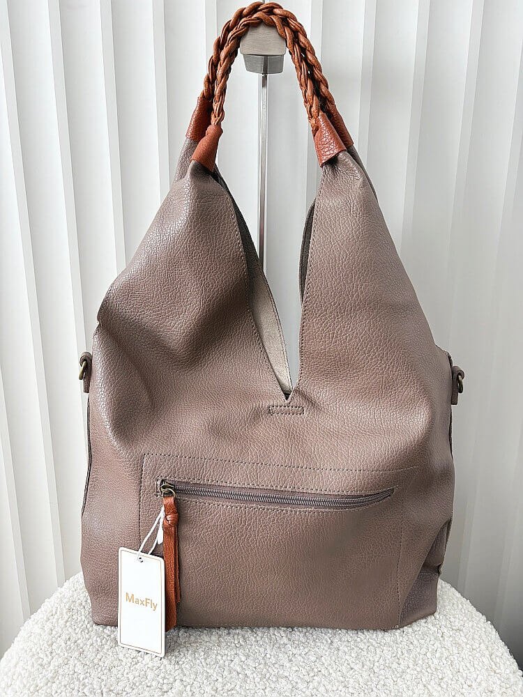 Maxfly torebka shopper na ramię i listonoszka 2w1 beżowa