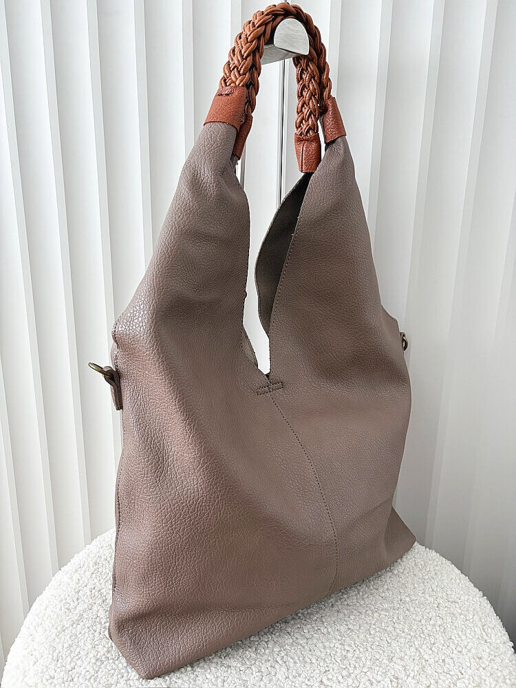 Maxfly torebka shopper na ramię i listonoszka 2w1 beżowa