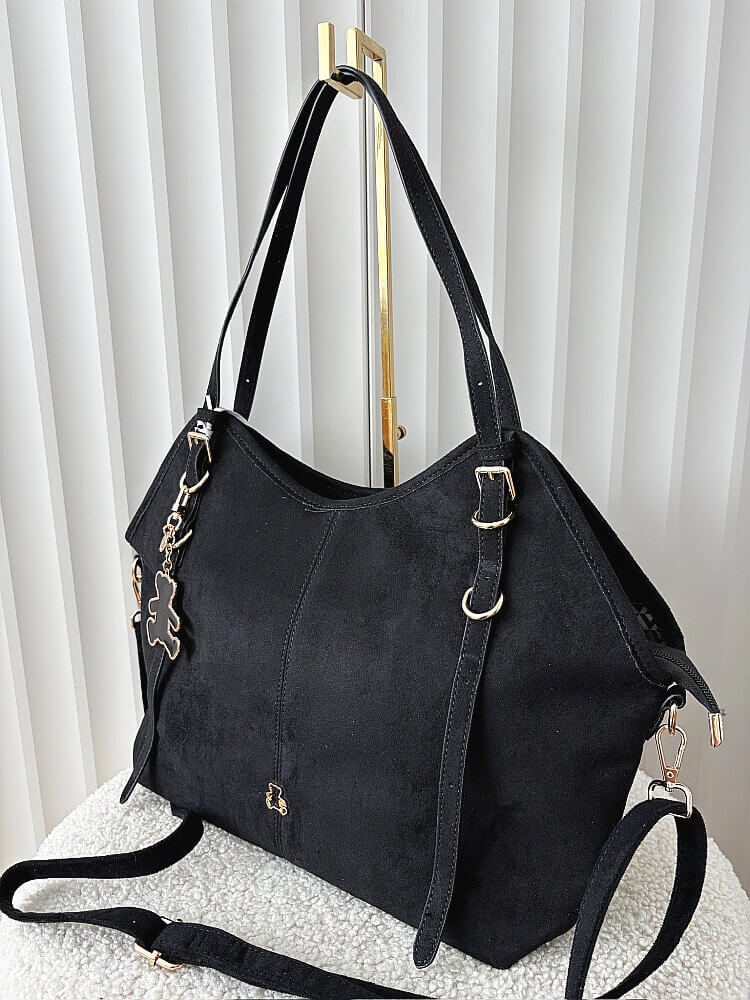  Lulu Castagnette torebka shopper czarna ekozamsz