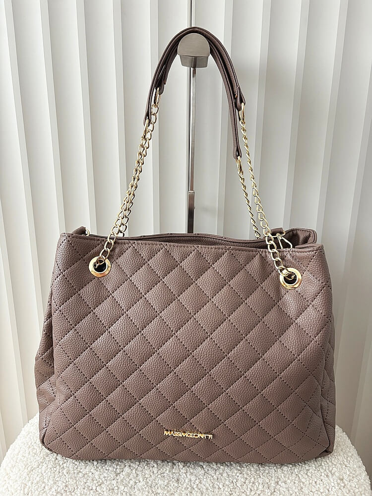 Massimo Contti torba shopper pikowana taupe