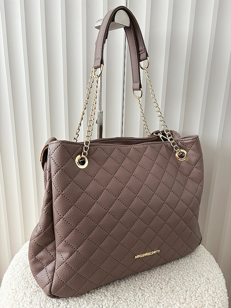Massimo Contti torba shopper pikowana taupe