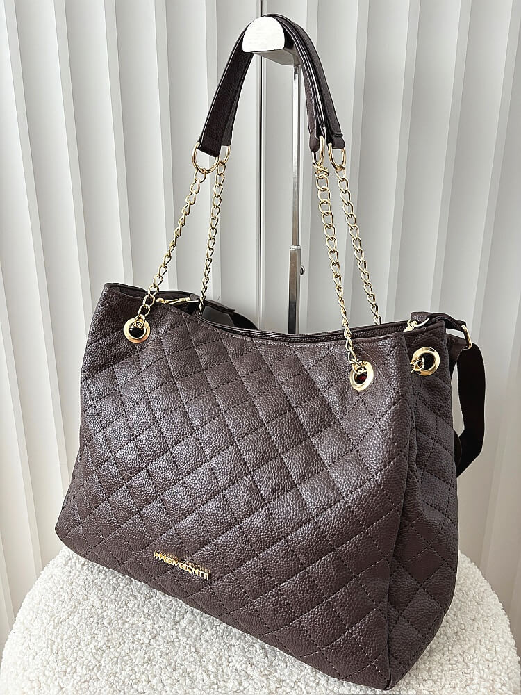 Massimo Contti torba shopper pikowana czekoladowa