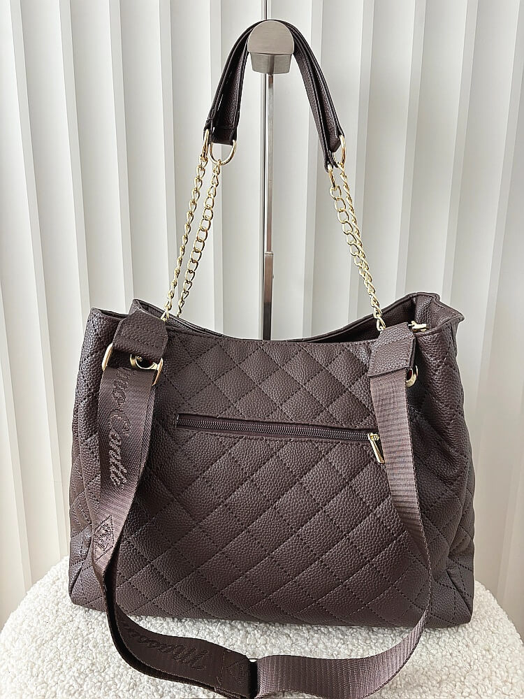 Massimo Contti torba shopper pikowana czekoladowa