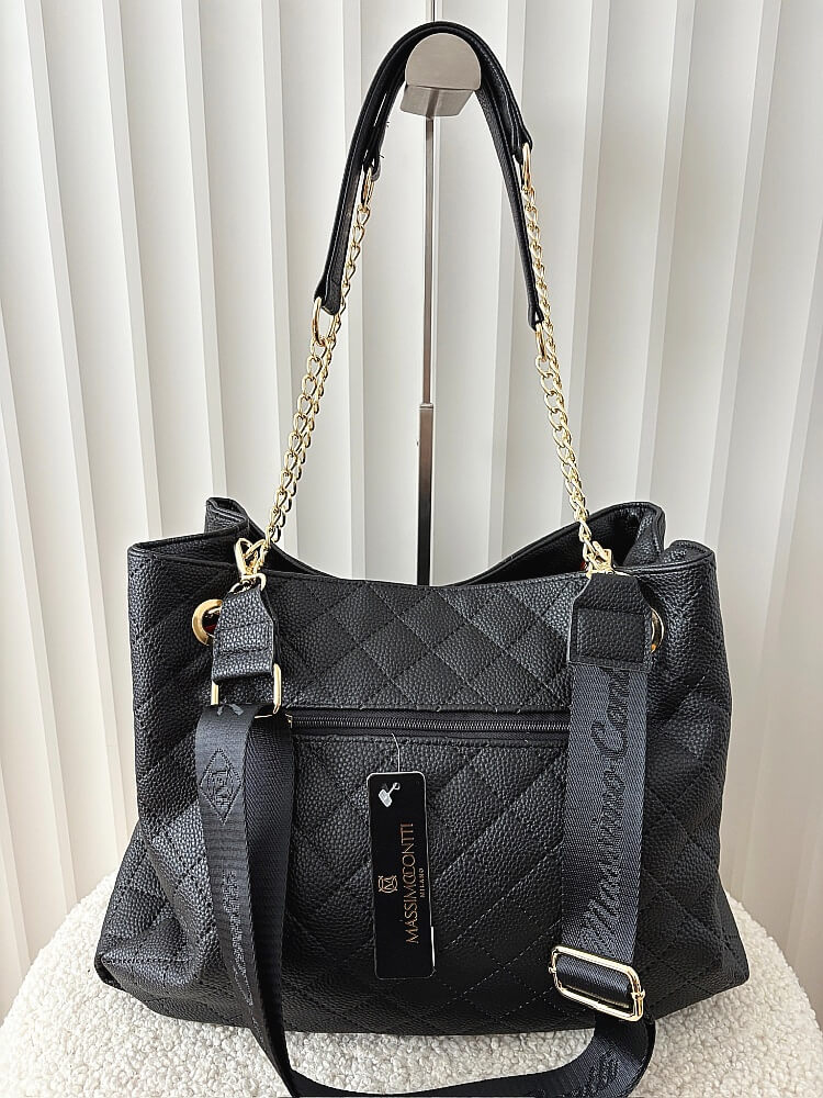 Massimo Contti torba shopper pikowana czarna