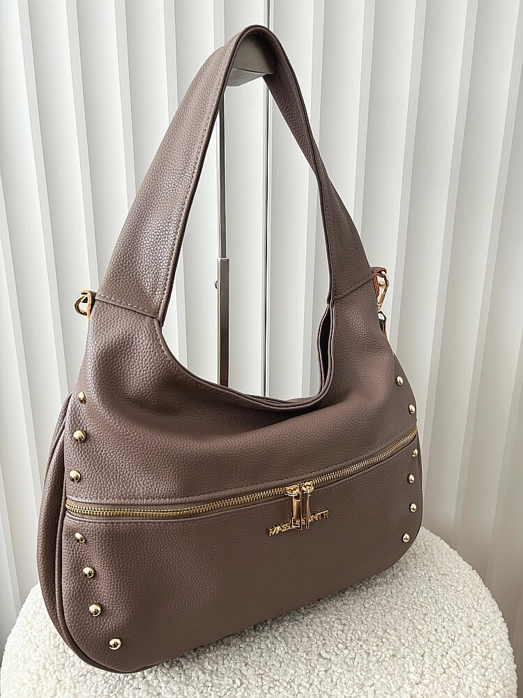 Massimo Contti torba shopper na ramię taupe 